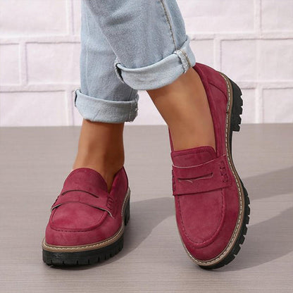 Dames Penny Loafers met Dikke Zool Rood