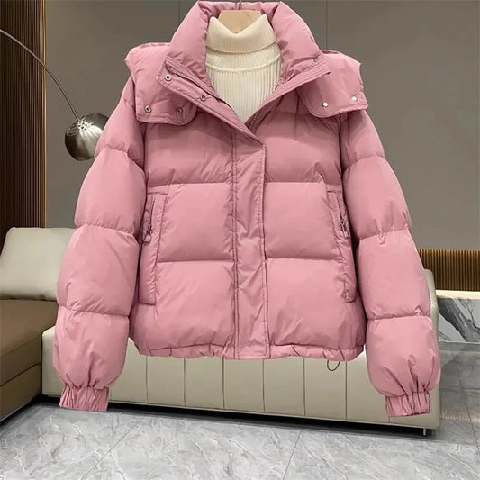 Dames Pufferjas Winter met Zachte Katoenen Stof en Isolatie Roze