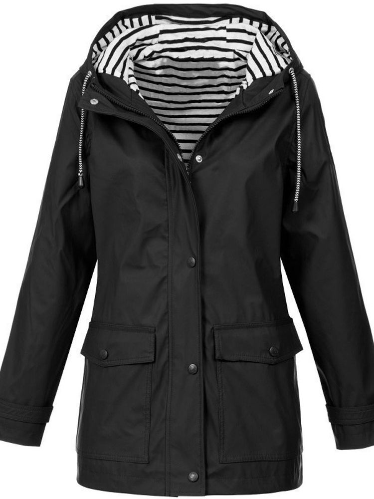 Dames Regenjas met Capuchon Zwart