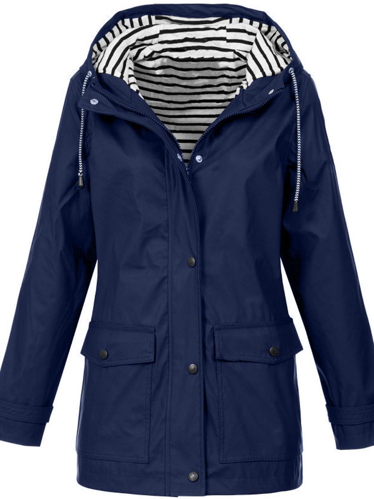 Dames Regenjas met Capuchon Donkerblauw