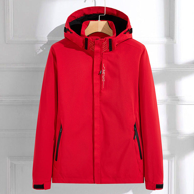 Dames Regenjas met Capuchon En Waterdicht Materiaal Rood