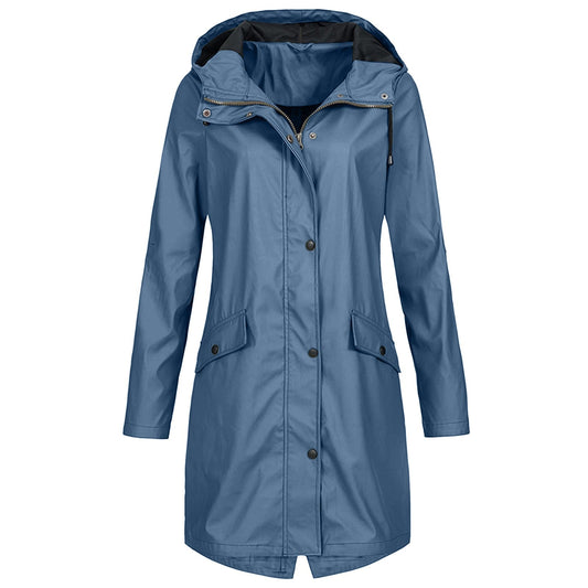 Dames Regenjas met Lange Mouwen en Winddichte Bescherming Blauw