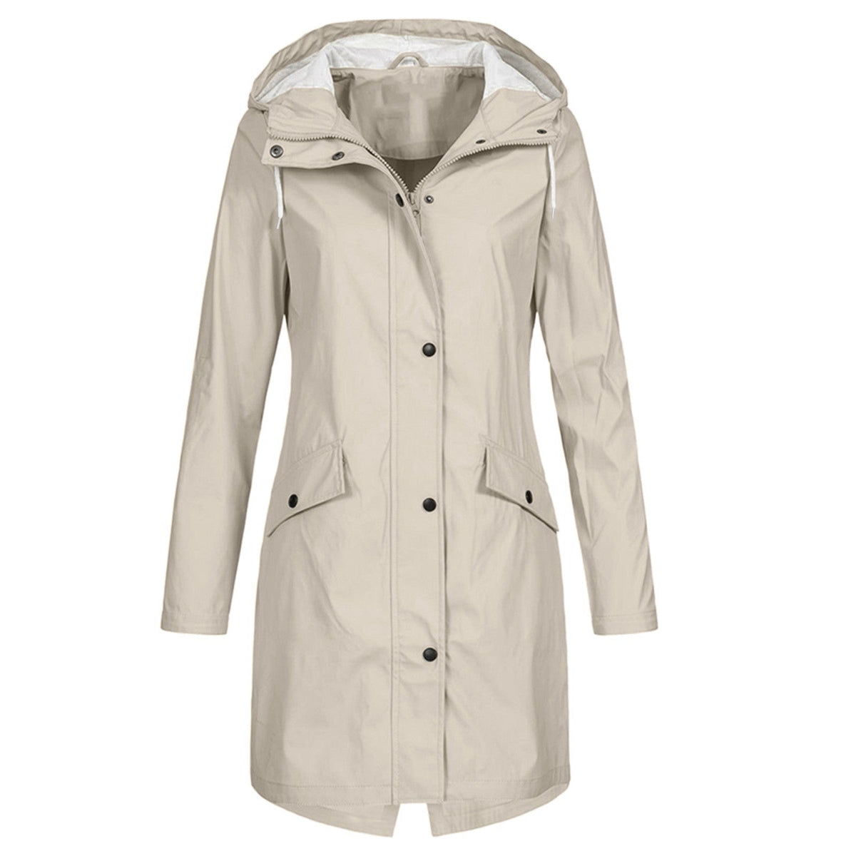 Dames Regenjas met Lange Mouwen en Winddichte Bescherming Beige