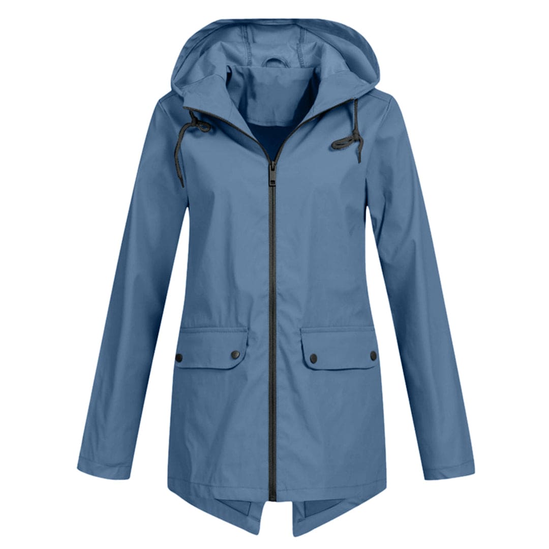 Dames Regenjas met Verstelbare Capuchon Blauw