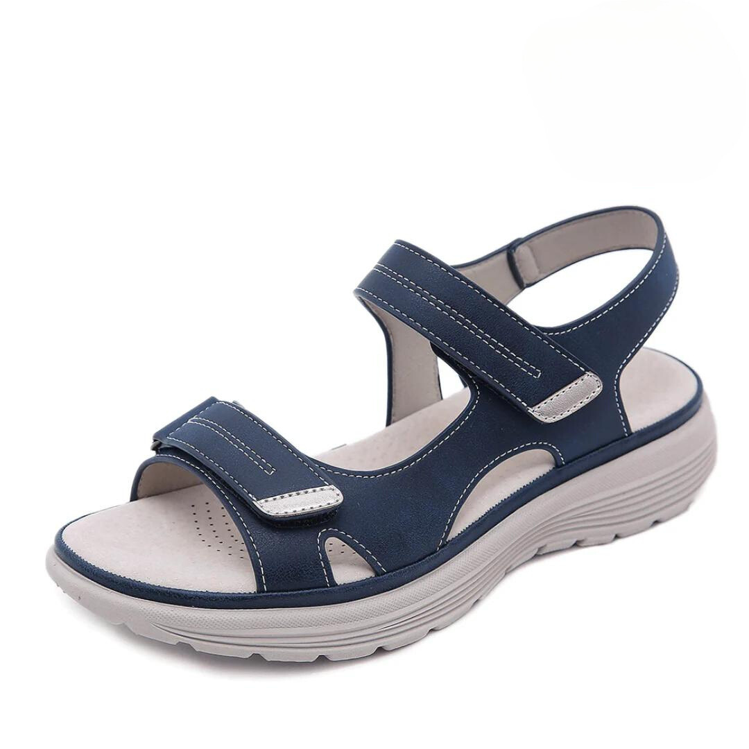 Dames Sandalen met Verstelbare Bandjes en Brede Pasvorm Blauw
