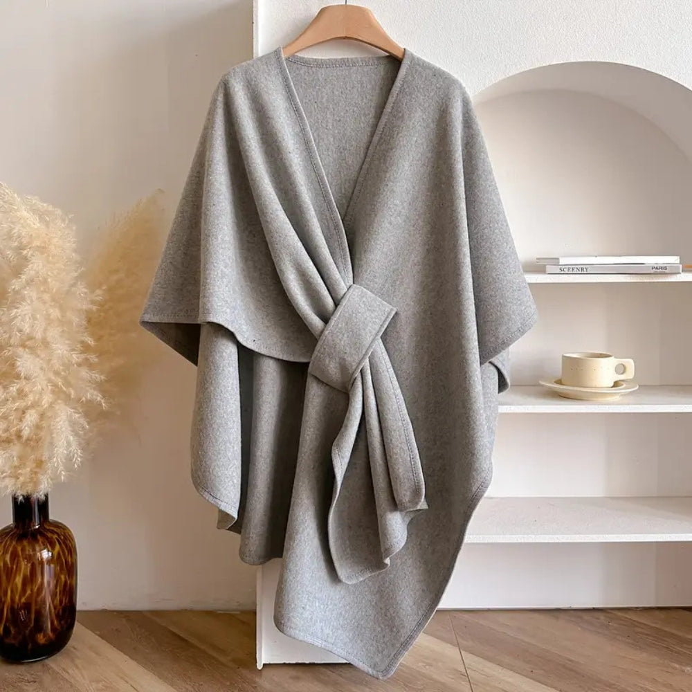 Dames Shawl Jas met V-hals en Oversized Wikkelstijl