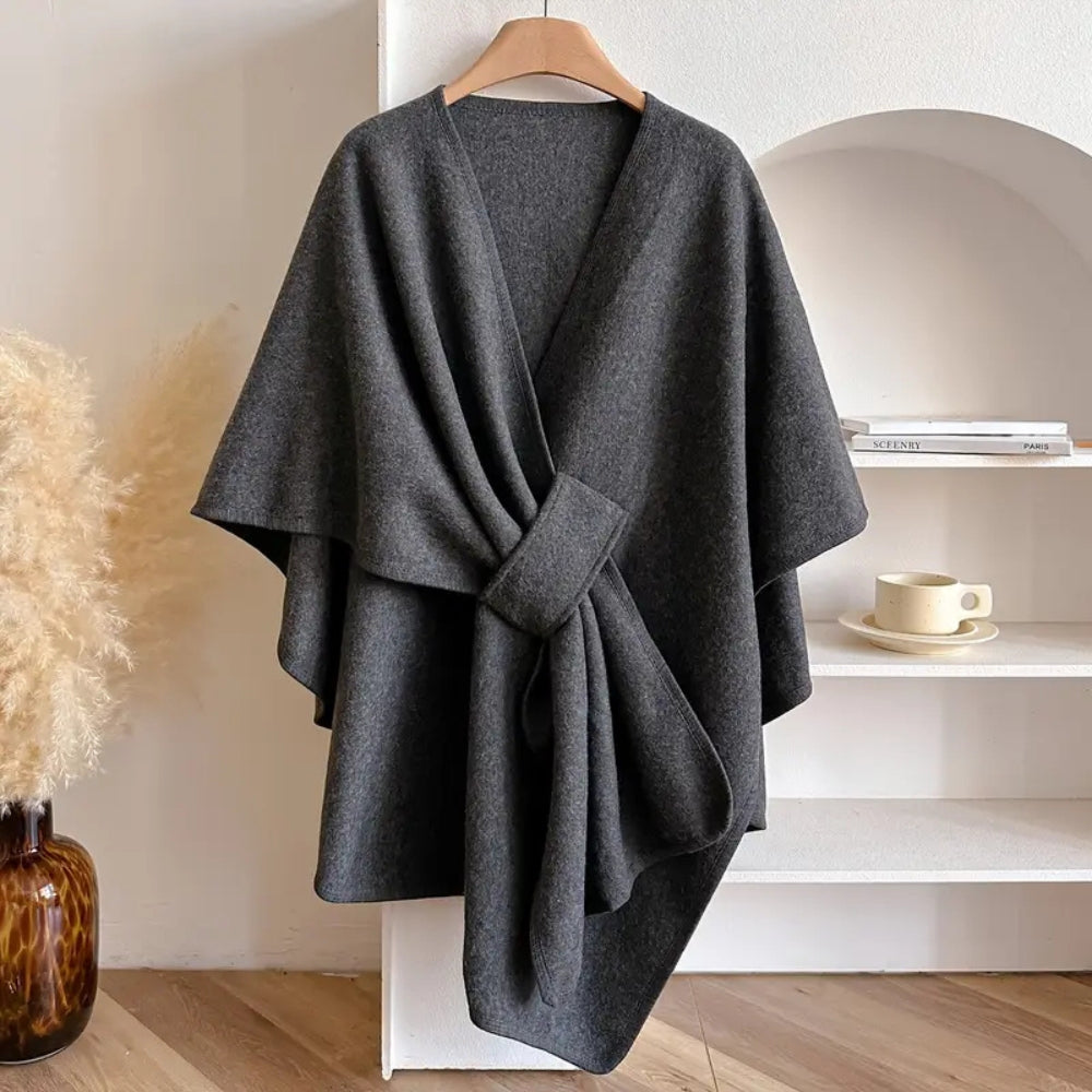 Dames Shawl Jas met V-hals en Oversized Wikkelstijl