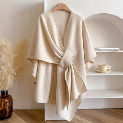 Dames Shawl Jas met V-hals en Oversized Wikkelstijl