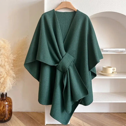 Dames Shawl Jas met V-hals en Oversized Wikkelstijl