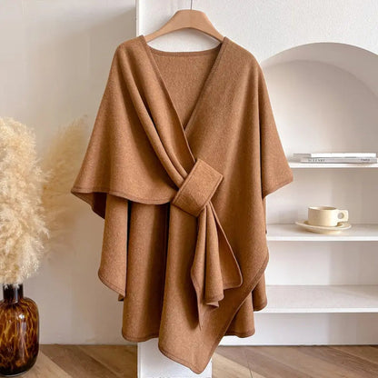 Dames Shawl Jas met V-hals en Oversized Wikkelstijl