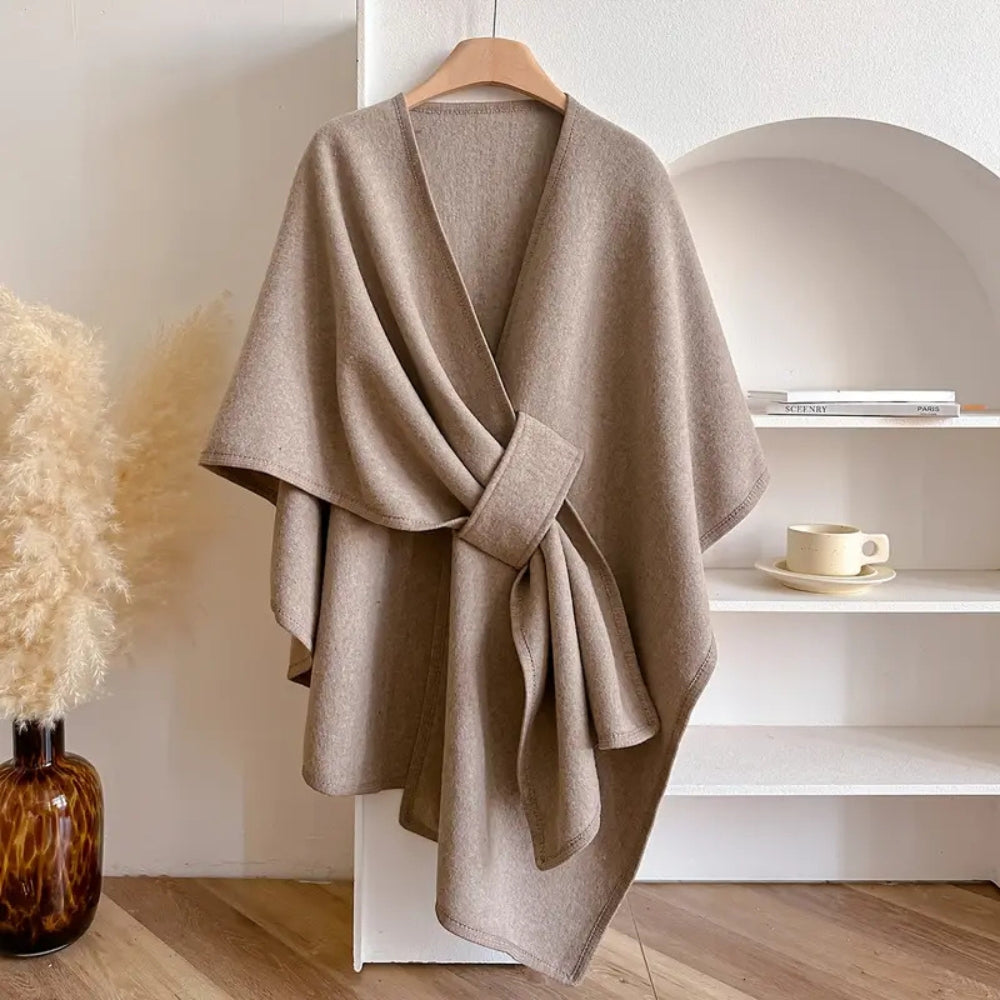 Dames Shawl Jas met V-hals en Oversized Wikkelstijl