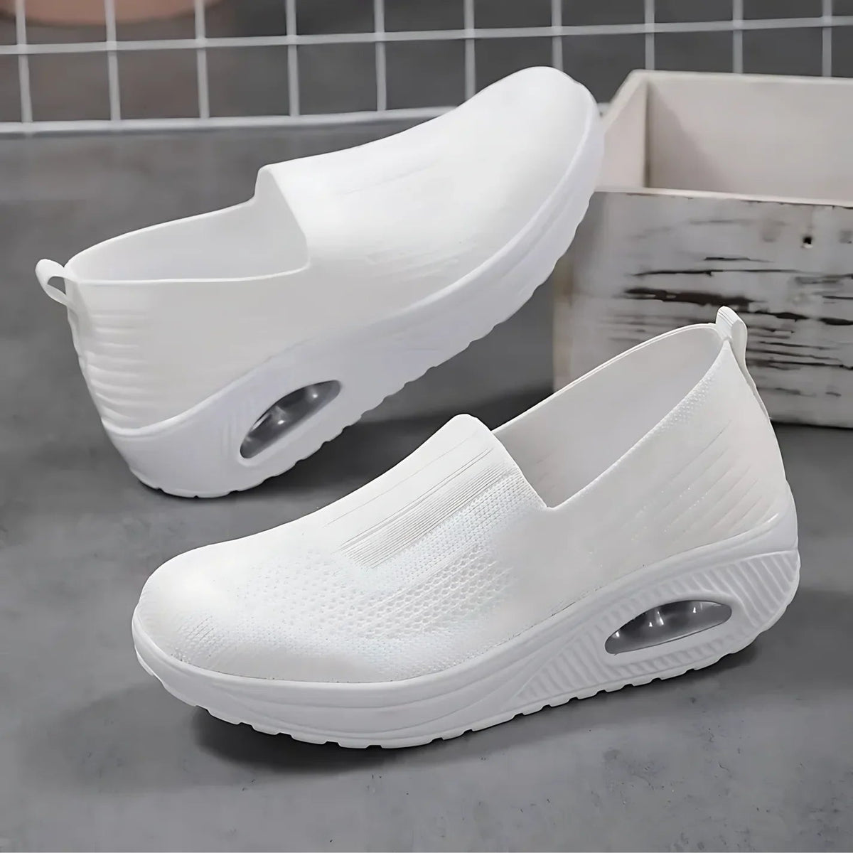 Dames Slip-On Sneakers met Luchtkussen Zool en Verhoogd Platform