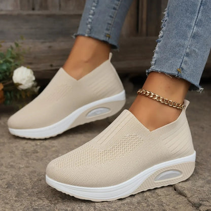 Dames Slip-On Sneakers met Luchtkussen Zool en Verhoogd Platform