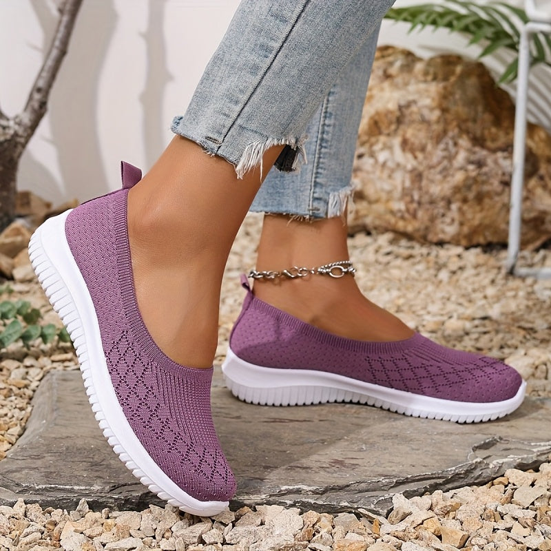 Dames Slip-on Sneakers met Ronde Neus en Instapmodel Paars