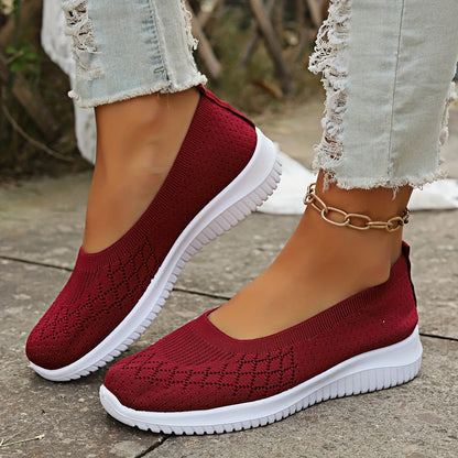 Dames Slip-on Sneakers met Ronde Neus en Instapmodel Rood