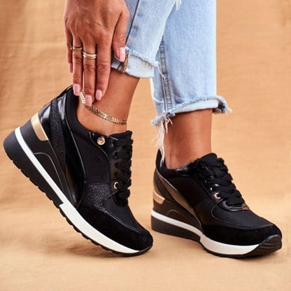 Dames Sneakers met Gouden Accenten Zwart
