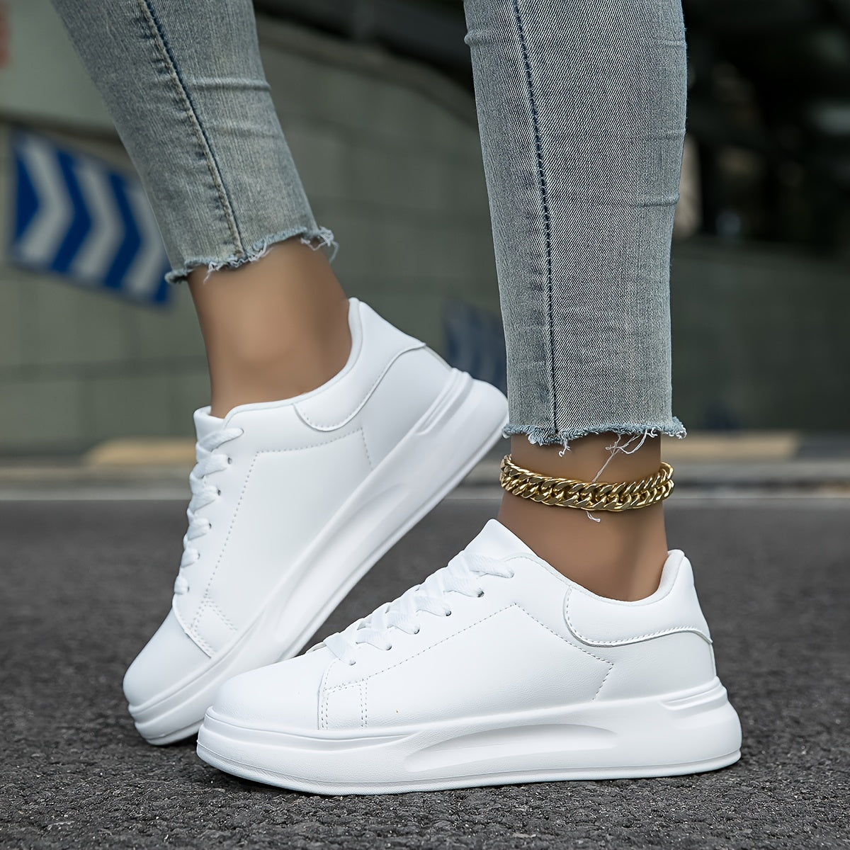 Dames Sneakers met Plateauzool en Vetersluiting