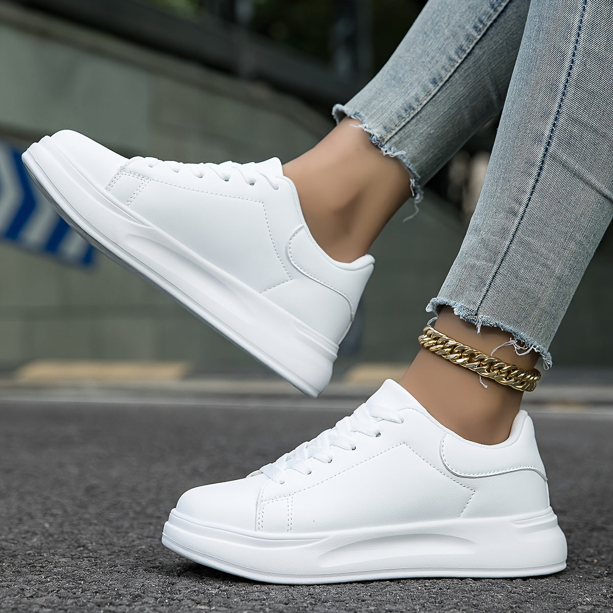 Dames Sneakers met Plateauzool en Vetersluiting