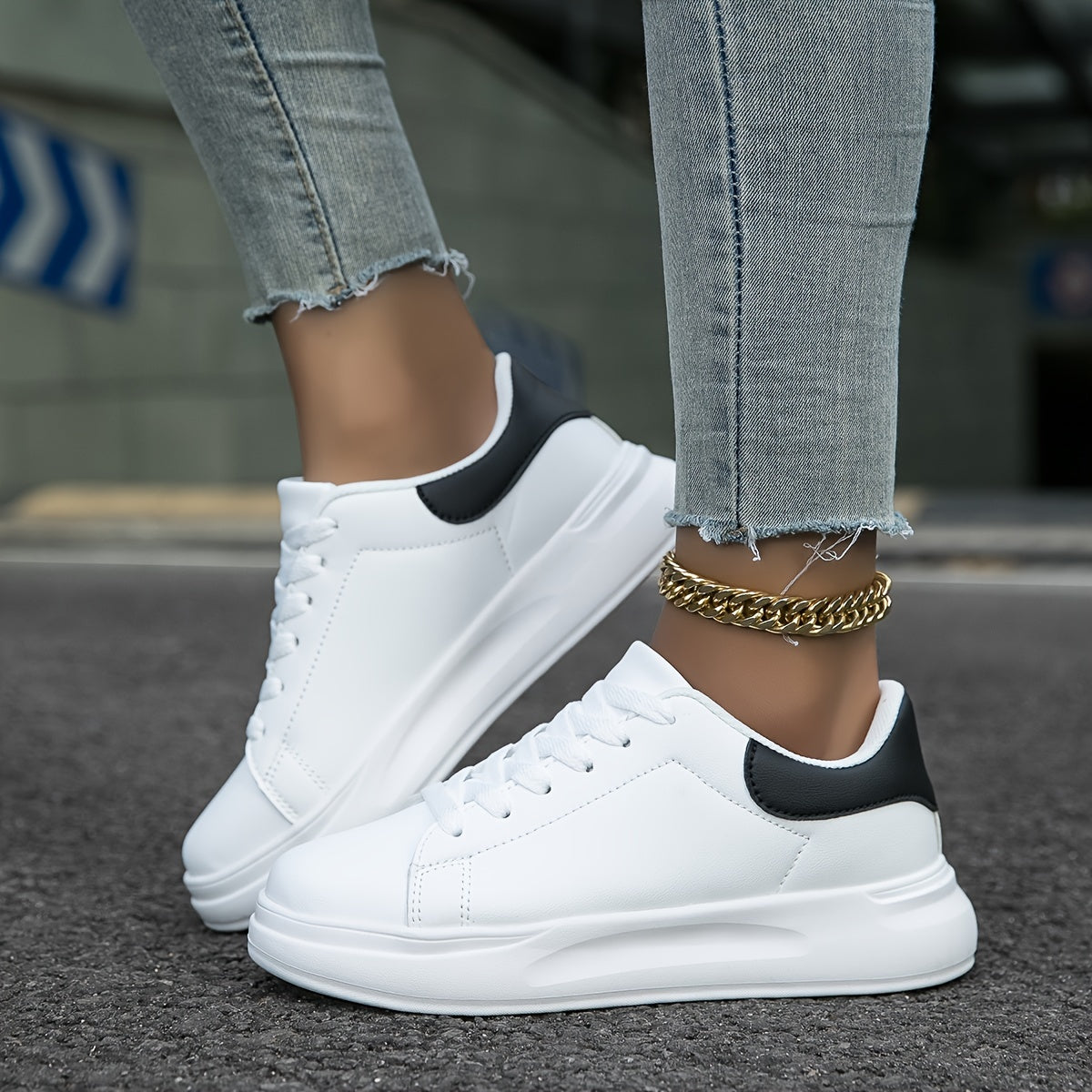 Dames Sneakers met Plateauzool en Vetersluiting