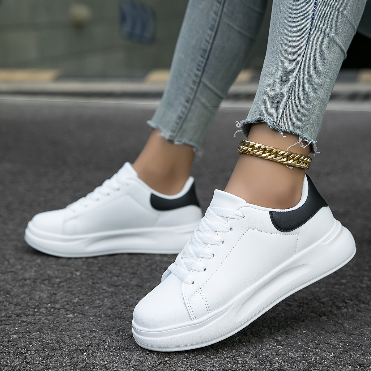 Dames Sneakers met Plateauzool en Vetersluiting