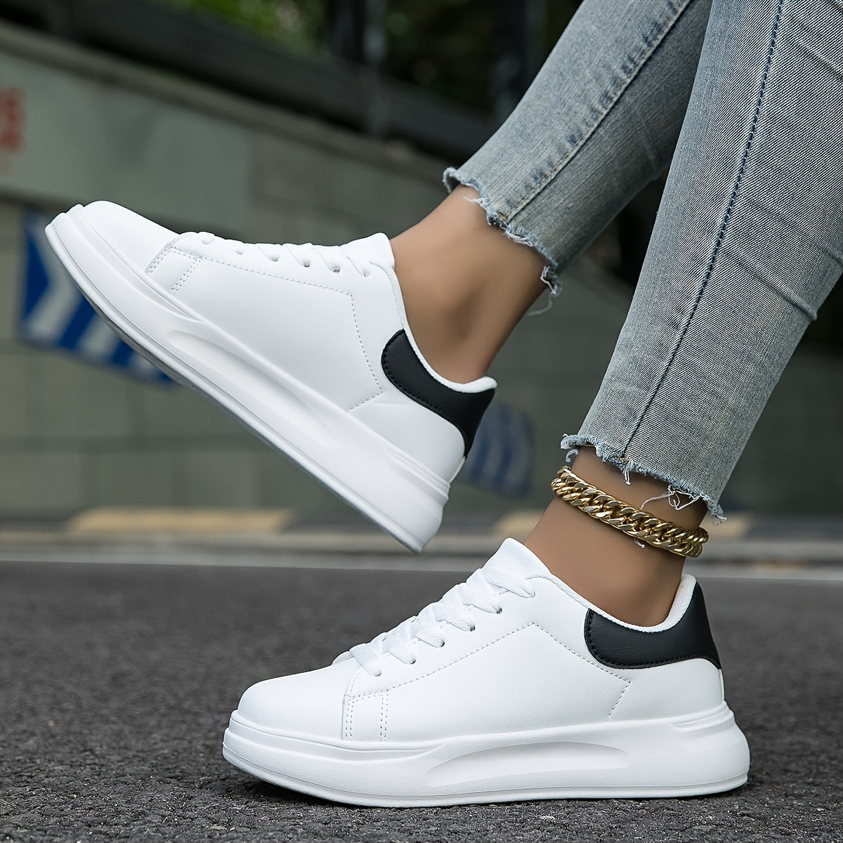 Dames Sneakers met Plateauzool en Vetersluiting