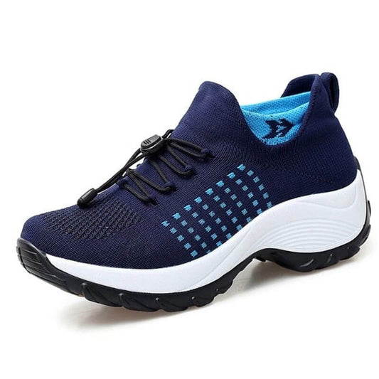 Dames Sneakers met Sokmodel en Dikke Zool Blauw
