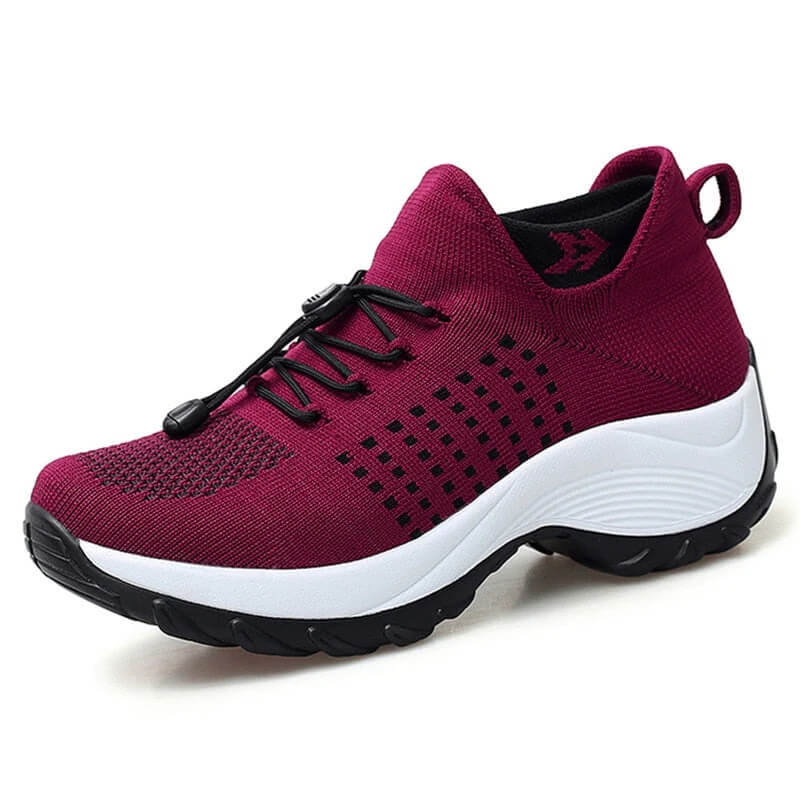Dames Sneakers met Sokmodel en Dikke Zool Rood
