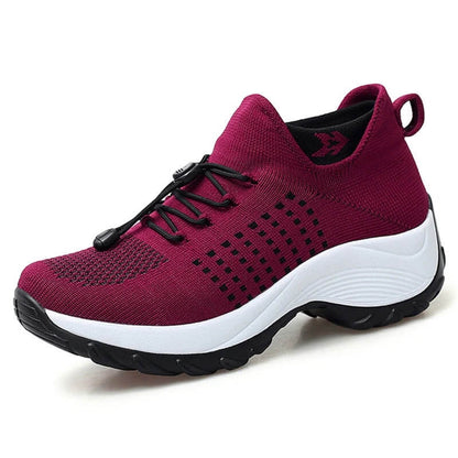 Dames Sneakers met Sokmodel en Dikke Zool Rood