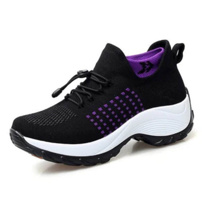Dames Sneakers met Sokmodel en Dikke Zool Zwart Violet