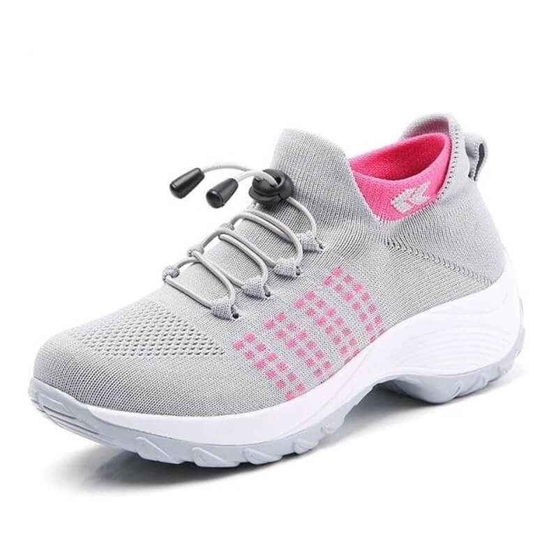Dames Sneakers met Sokmodel en Dikke Zool Grijs Roze