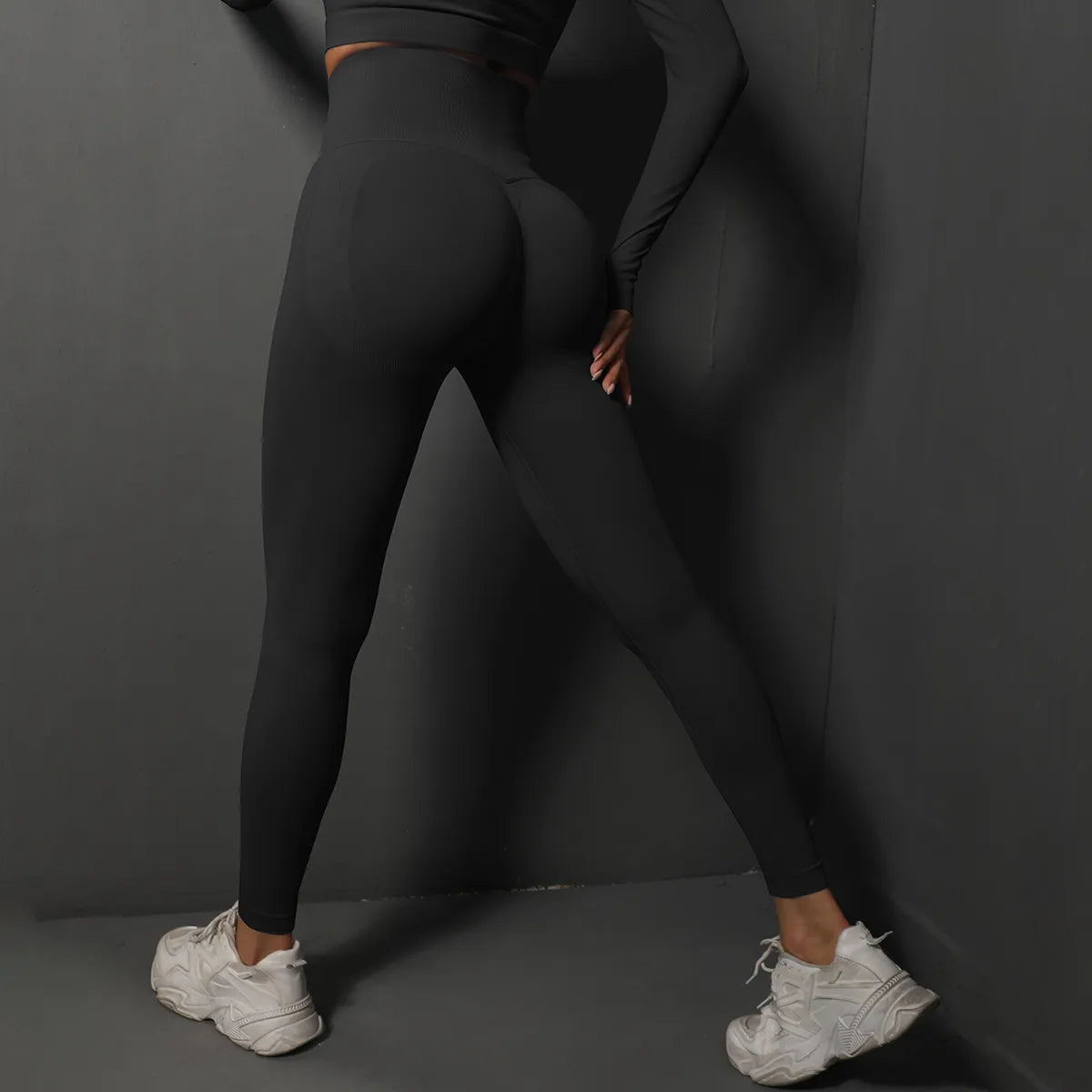 Dames Sport Legging Naadloos Push-Up met Hoge Taille Zwart