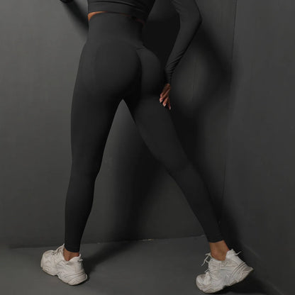 Dames Sport Legging Naadloos Push-Up met Hoge Taille Zwart