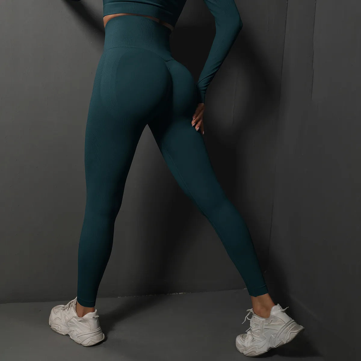 Dames Sport Legging Naadloos Push-Up met Hoge Taille Donkergroen