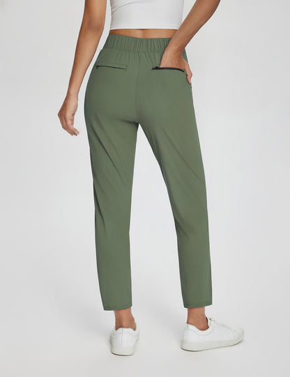Dames Sportbroek Hoge Taille met Rits Zakken en Enkellengte