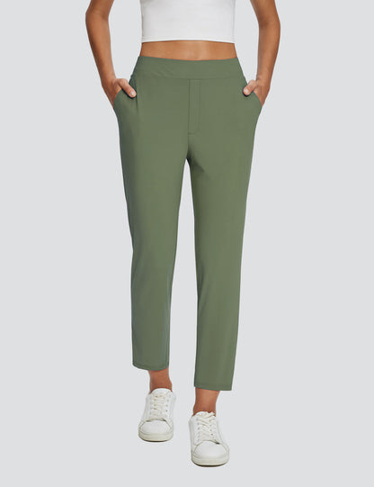 Dames Sportbroek Hoge Taille met Rits Zakken en Enkellengte