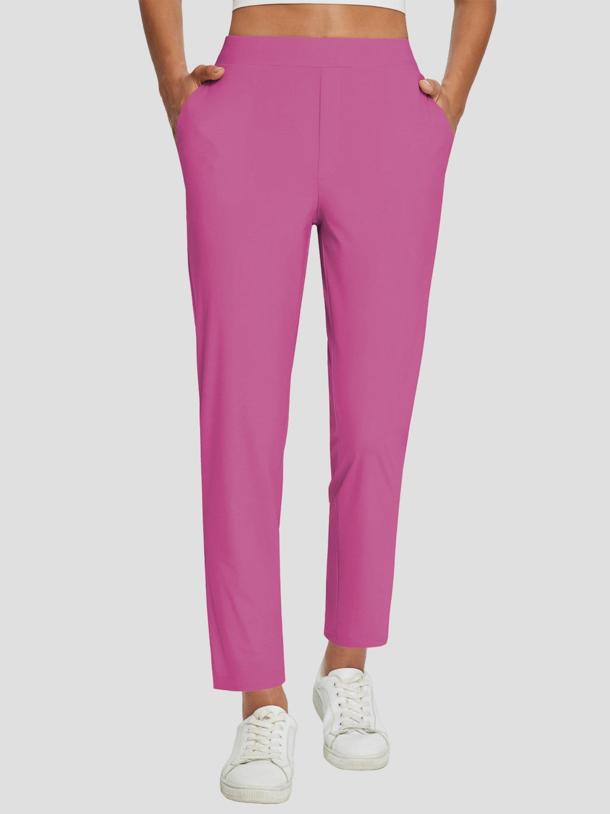 Dames Sportbroek Hoge Taille met Rits Zakken en Enkellengte