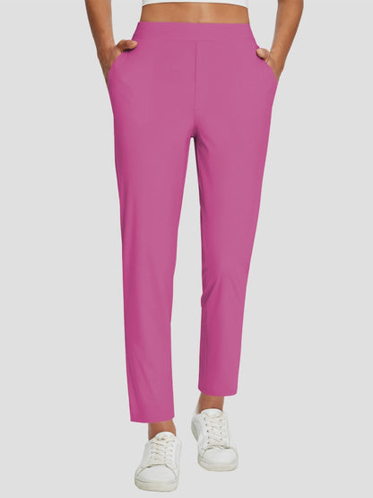 Dames Sportbroek Hoge Taille met Rits Zakken en Enkellengte