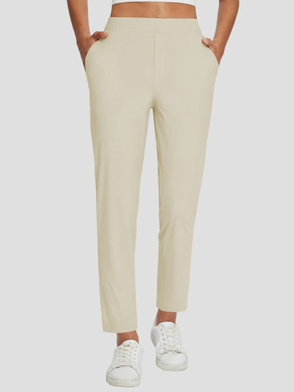 Dames Sportbroek Hoge Taille met Rits Zakken en Enkellengte