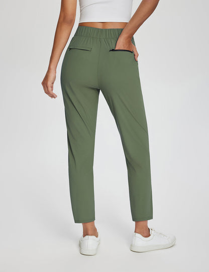 Dames Sportbroek Hoge Taille met Rits Zakken en Enkellengte ##POS:2##