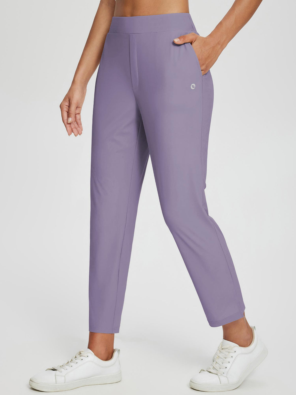 Dames Sportbroek Hoge Taille met Rits Zakken en Enkellengte ##POS:22##