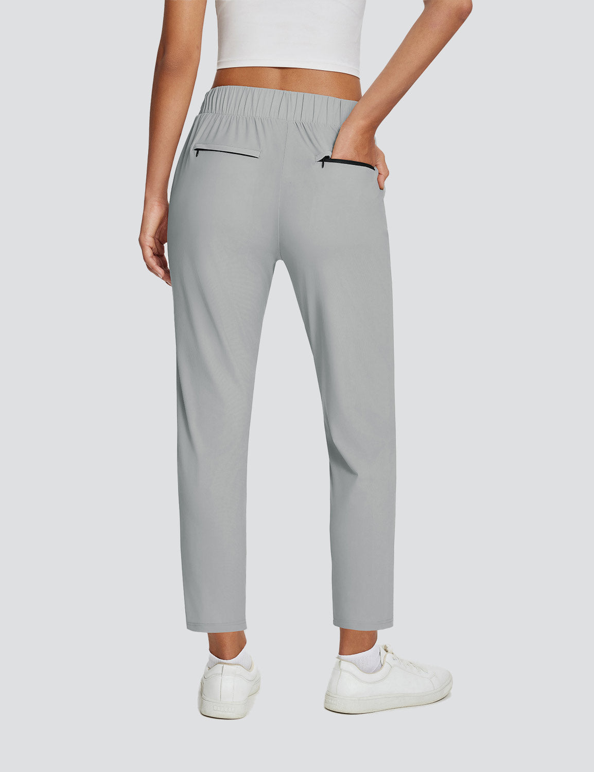 Dames Sportbroek Hoge Taille met Rits Zakken en Enkellengte