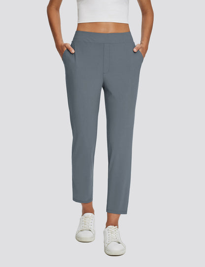 Dames Sportbroek Hoge Taille met Rits Zakken en Enkellengte