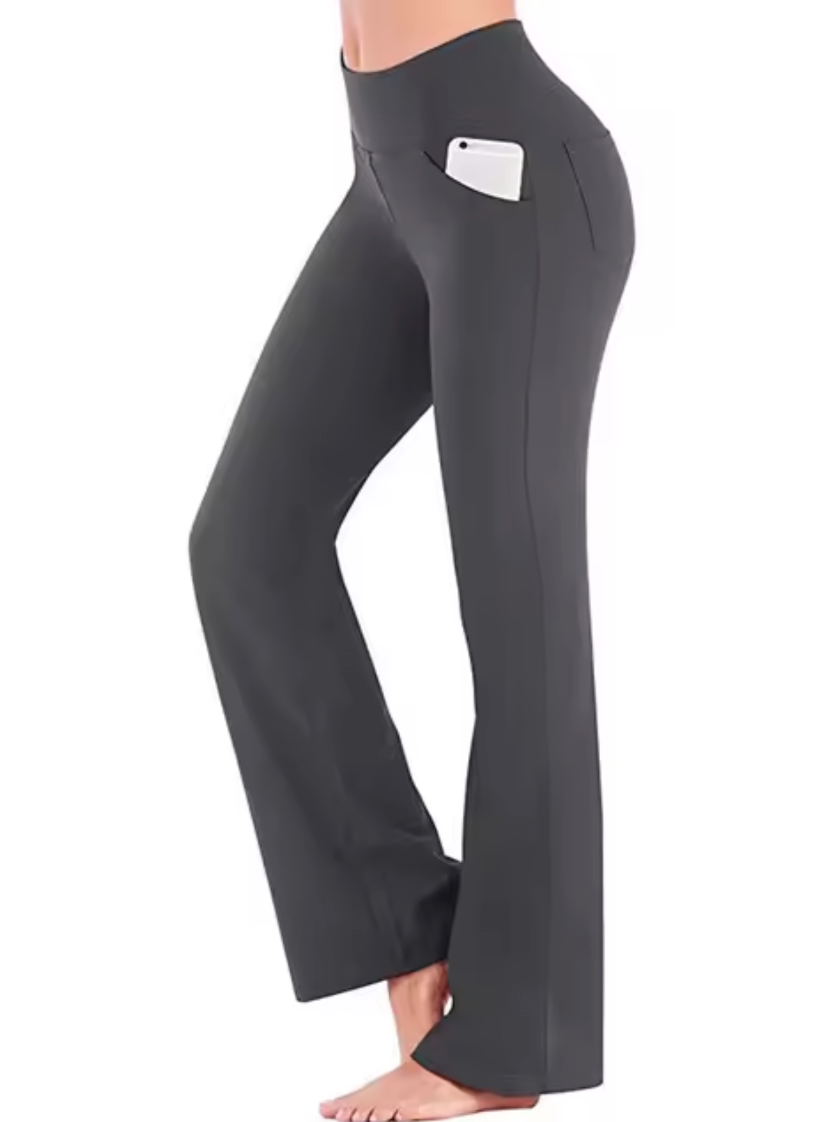 Dames Sportlegging Flared met Praktische Zakken - Yoga Broek Grijs