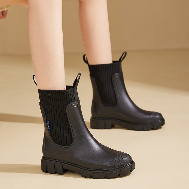 Dames Stijlvolle Regenlaarzen met Antislip Zool en Waterdichte Constructie