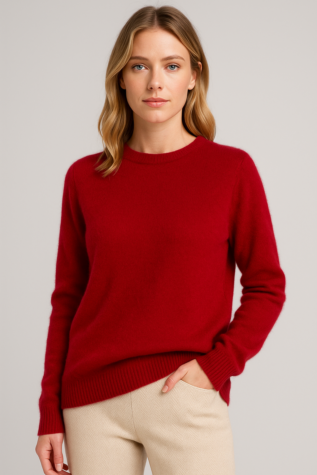 Dames Sweater met Ronde Hals en Lange Mouwen