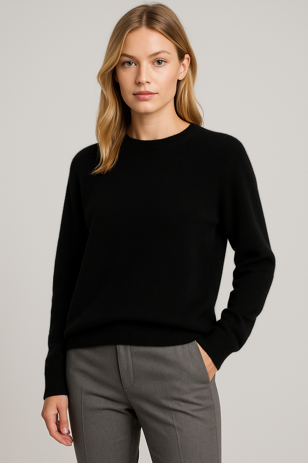 Dames Sweater met Ronde Hals en Lange Mouwen