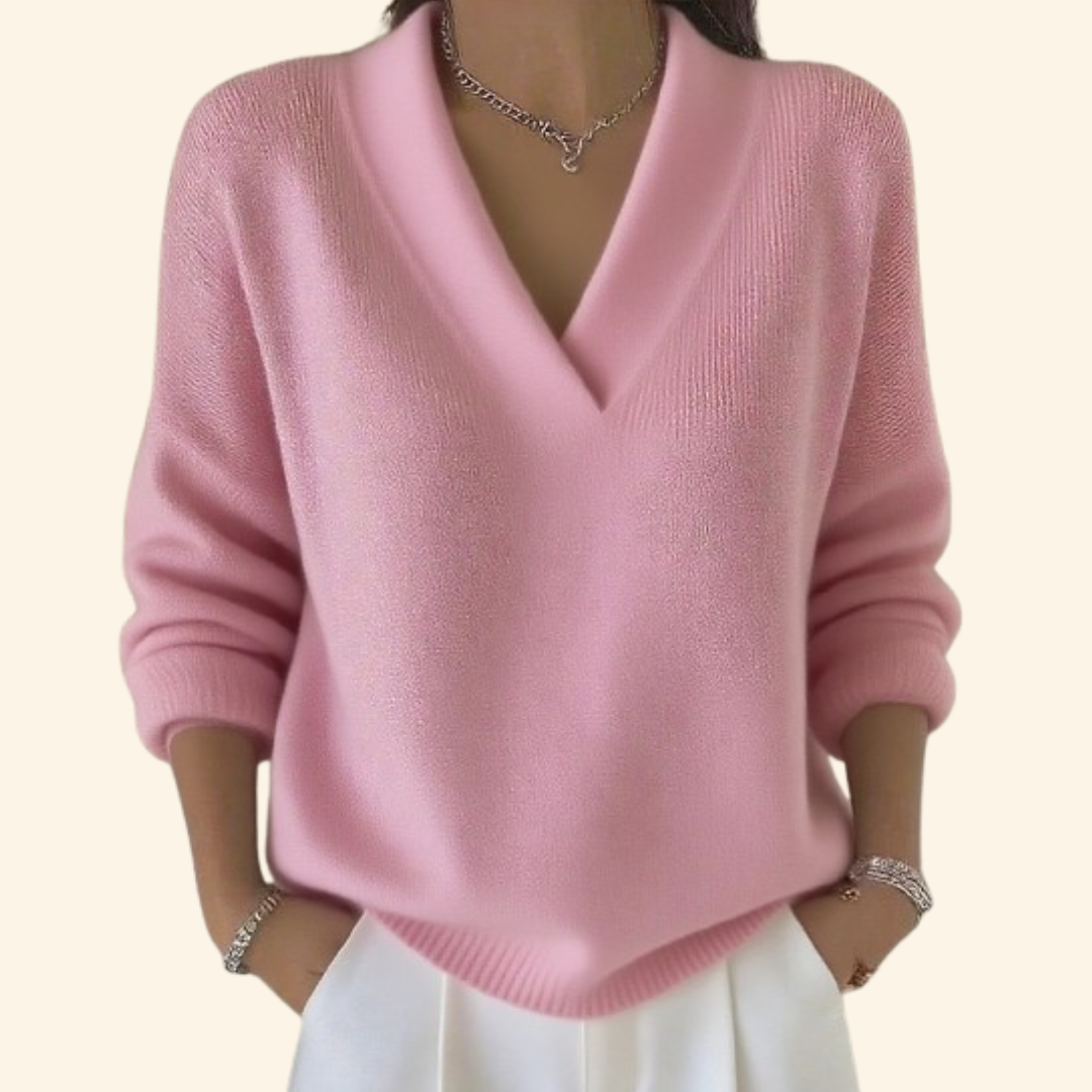 Dames Sweater met V-hals en Lange Mouwen Oversized