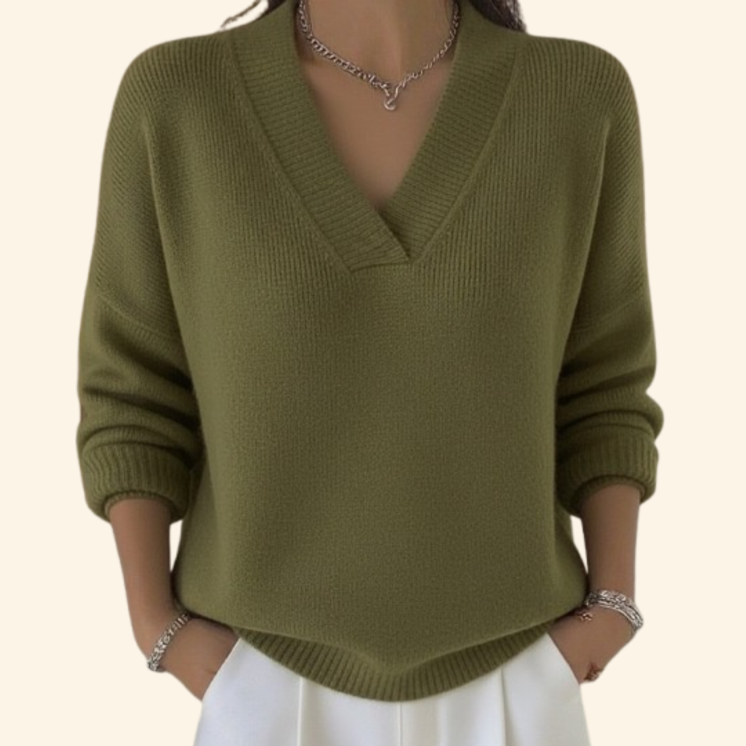 Dames Sweater met V-hals en Lange Mouwen Oversized