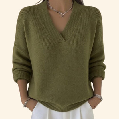 Dames Sweater met V-hals en Lange Mouwen Oversized