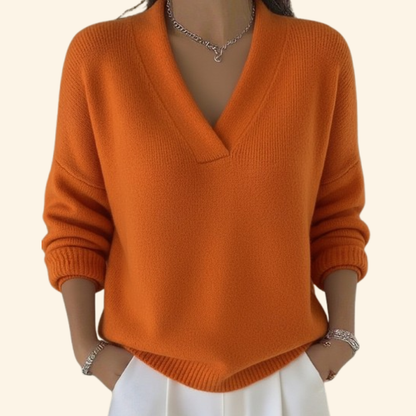 Dames Sweater met V-hals en Lange Mouwen Oversized